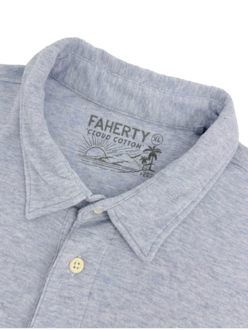 Faherty Cloud Cotton Polo Shirt XL Blue Pima Cotton Modal Golf Resort Travel